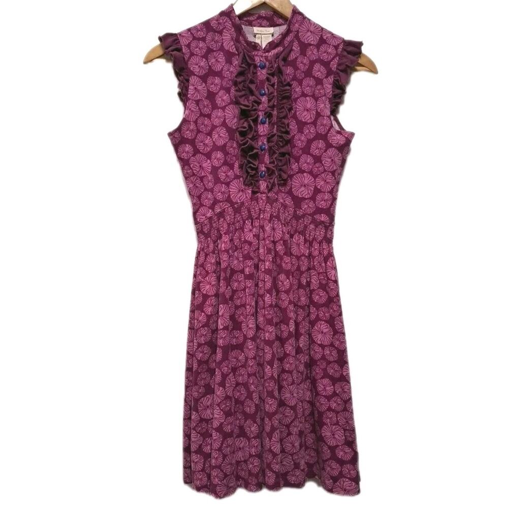Matilda Jane Sleeveless Mini Dress Womens Small S Purple Print Knit Ruffles